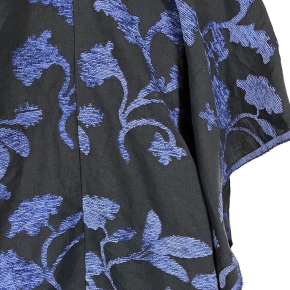 Chicos Womens Floral Chenille Jacquard Ruana Wrap Poncho Kimono Blue One Size - Picture 12 of 15